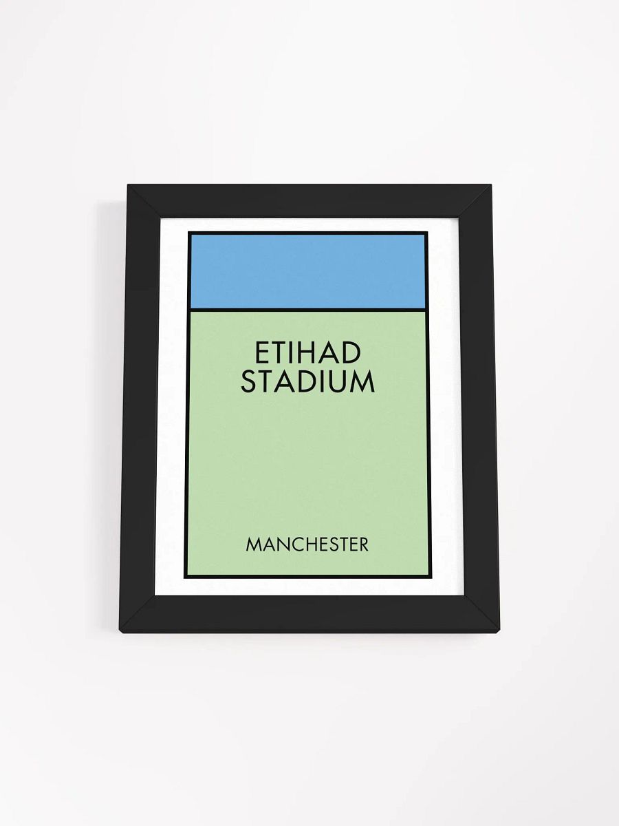 Etihad Stadium Manchester Monopoly Title Art Framed Print product image (2)