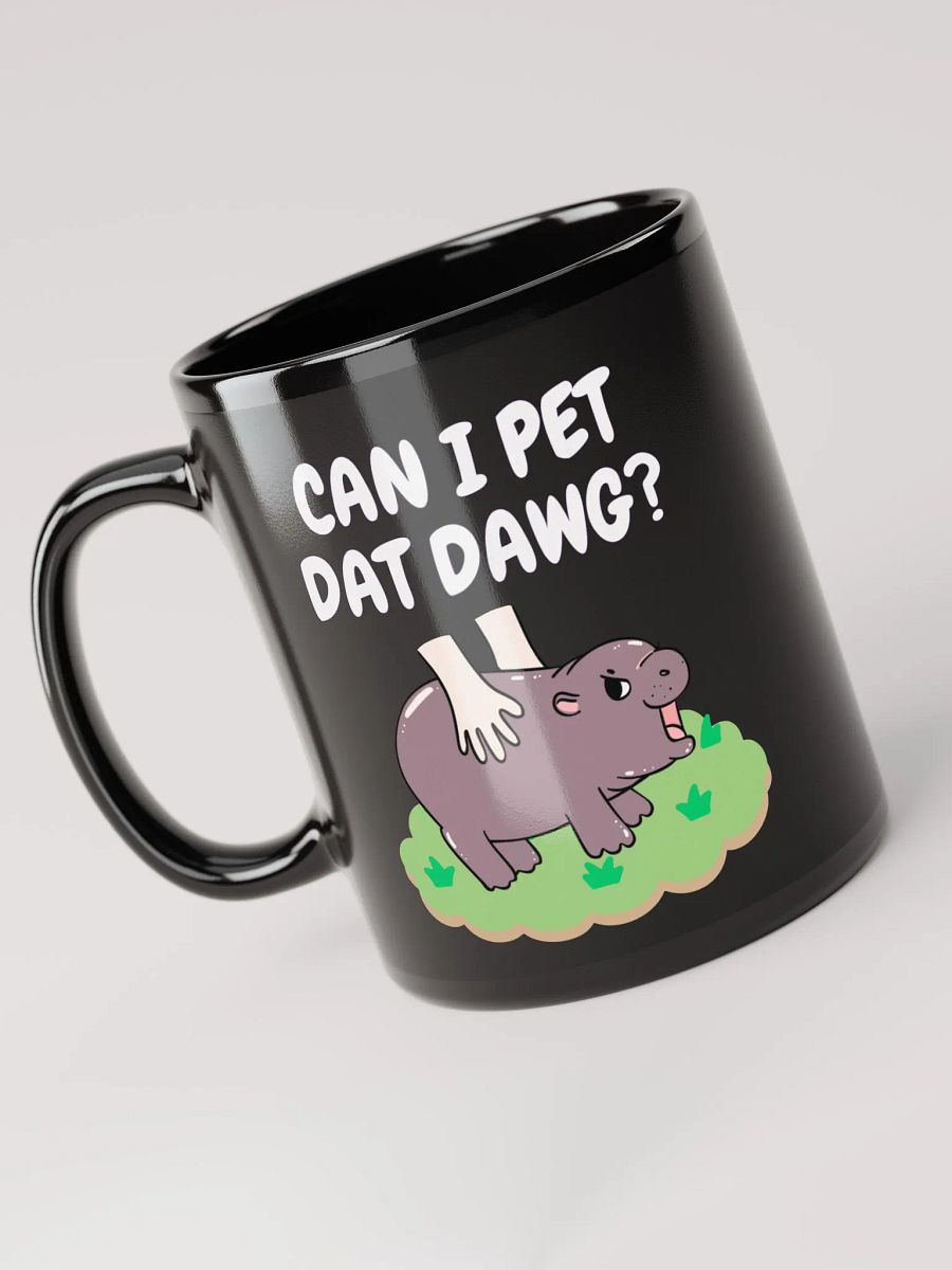 MOODENG'S CAN I PET DAT DAWG? BLACK GLOSSY MUG product image (3)