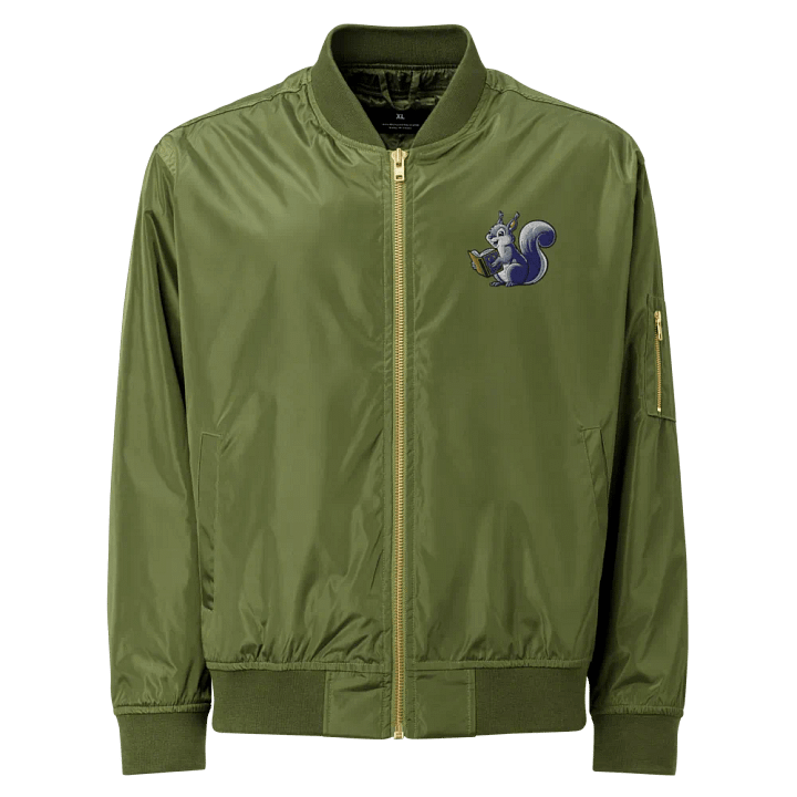 embroidered Cheerful Squirrel Bookworm Bomber product image (1)