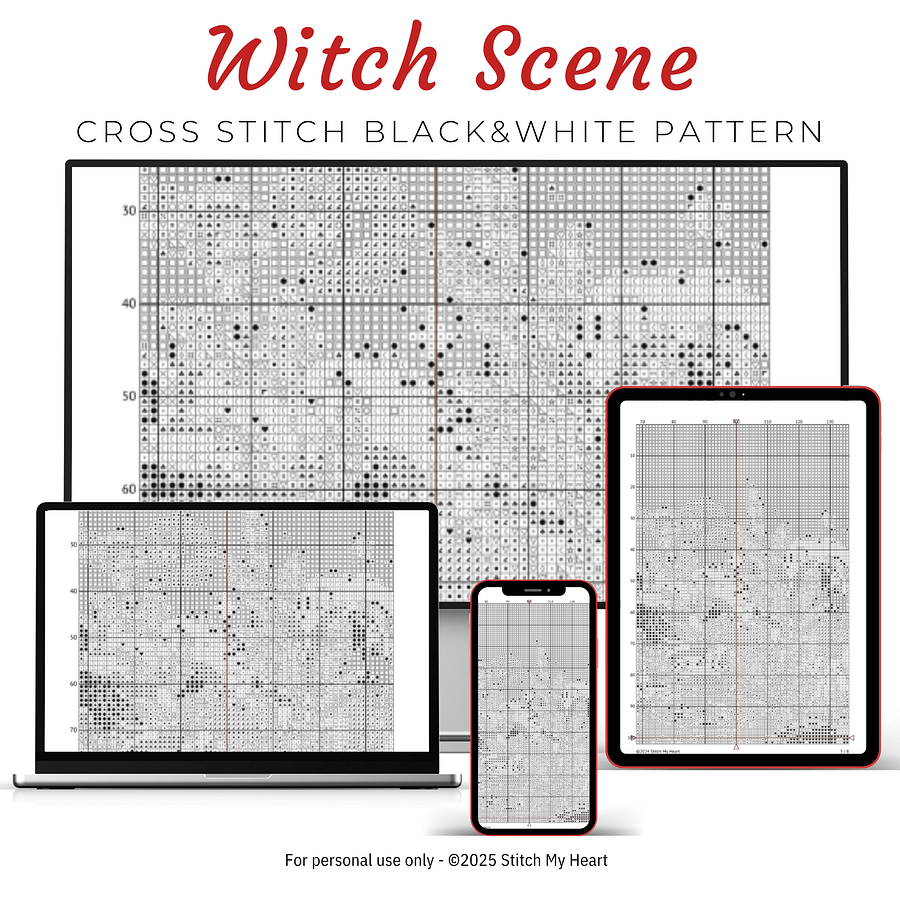 Purple Witch Cross Stitch Pattern product image (3)