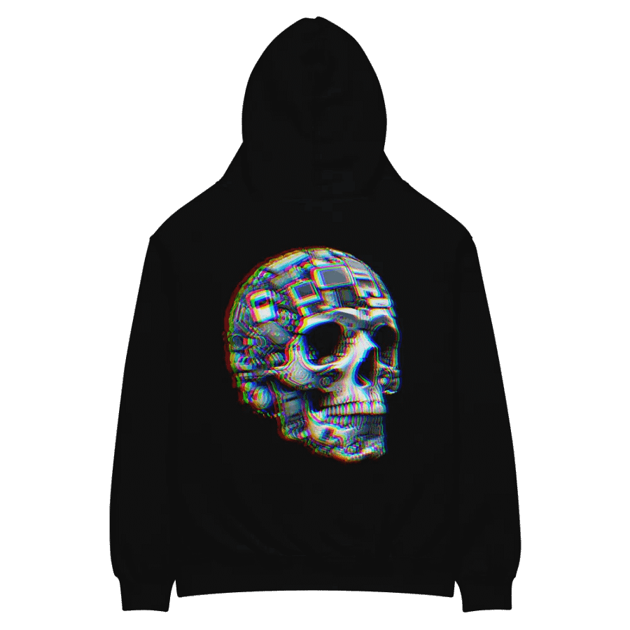 VACIO Techno Skull Glitch Premium Relaxed Fit Hoodie product image (8)