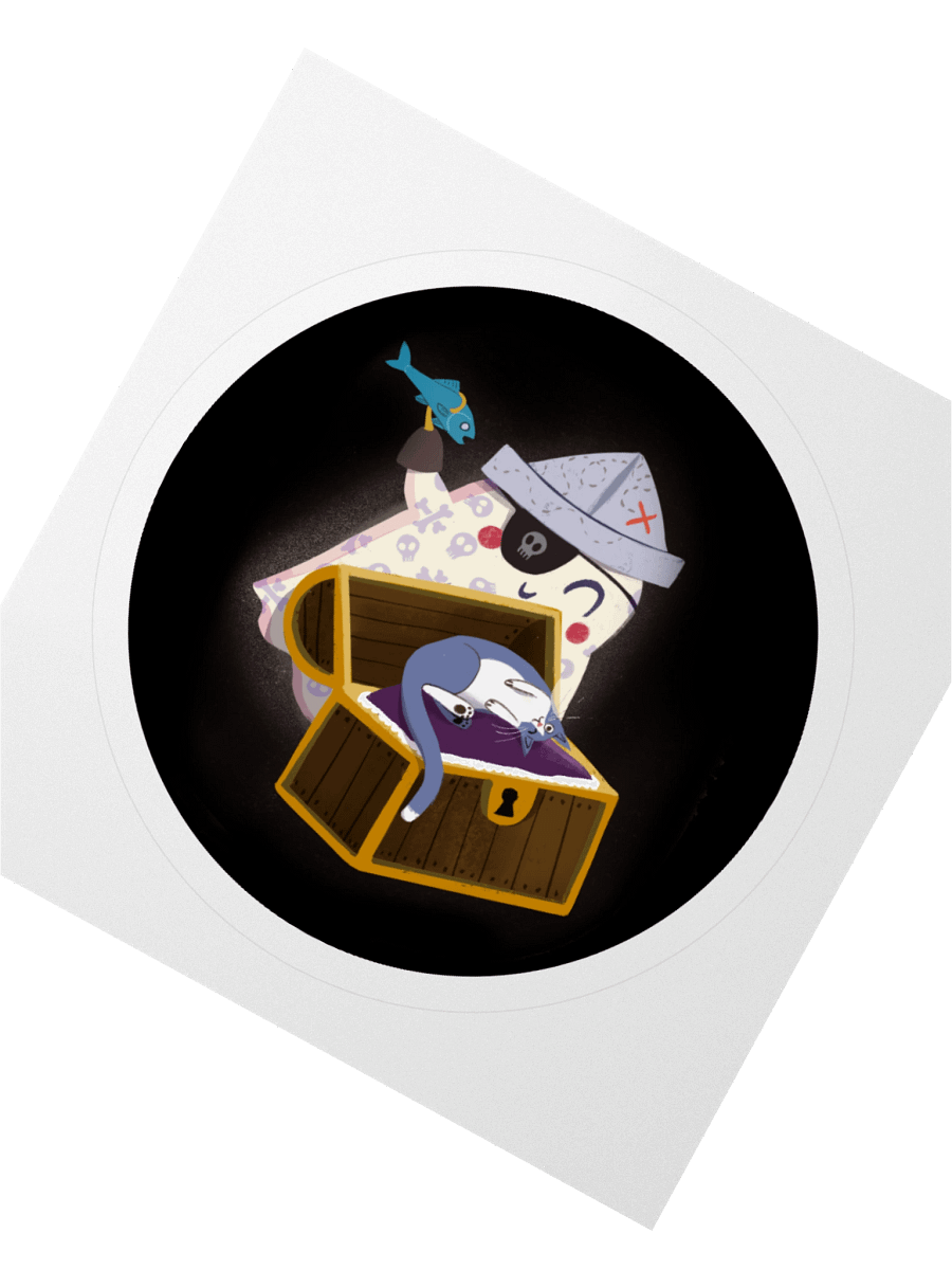 Little Ghost Pirate & Cat - Vinyl Sticker product image (1)