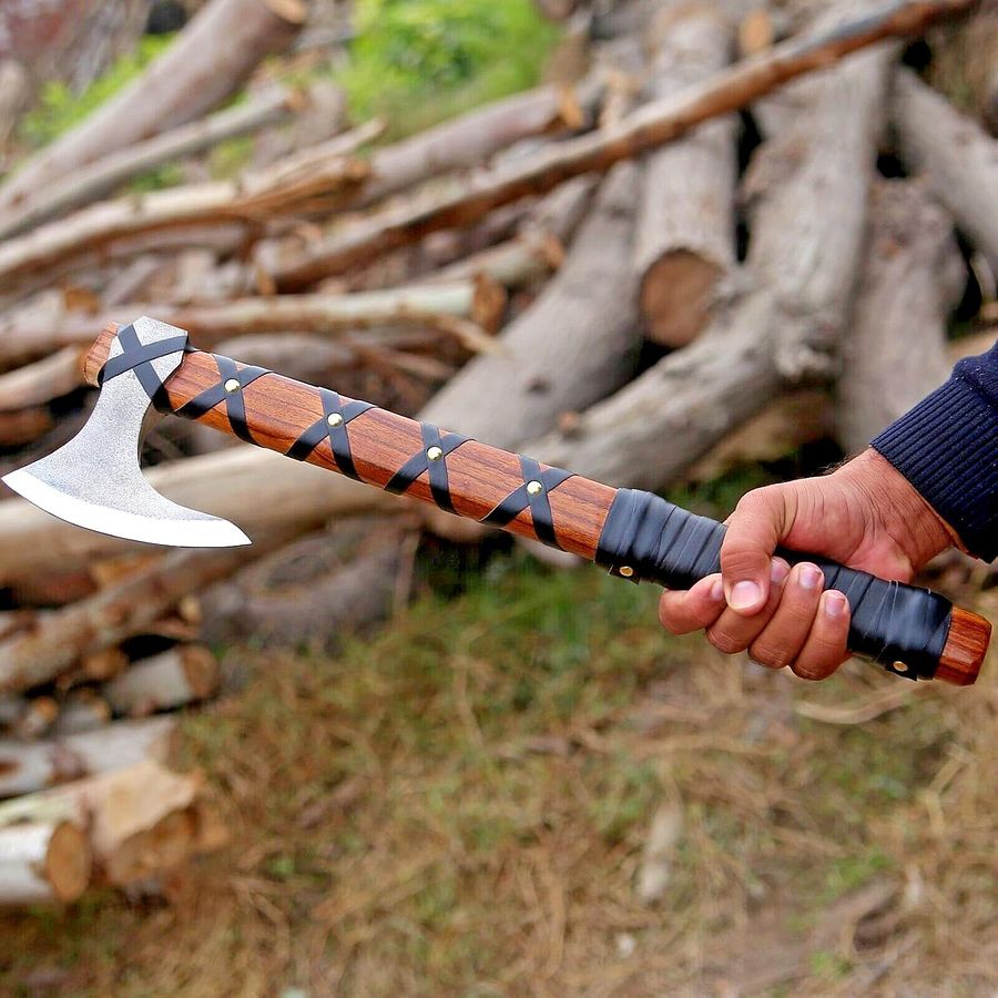 Handmade Vikings Bearded Axe, with Leather Sheath product image (2)