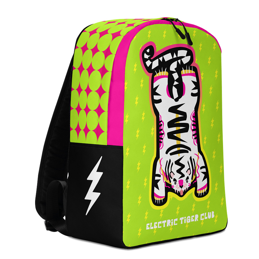 White Electric Tiger on Lime & Pink - Backpack product image (3)