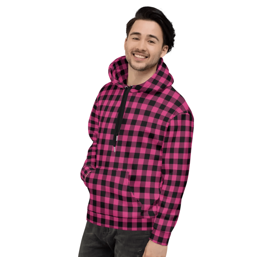 Pink Buffalo Checkered Plaid Hoodie product image (4)
