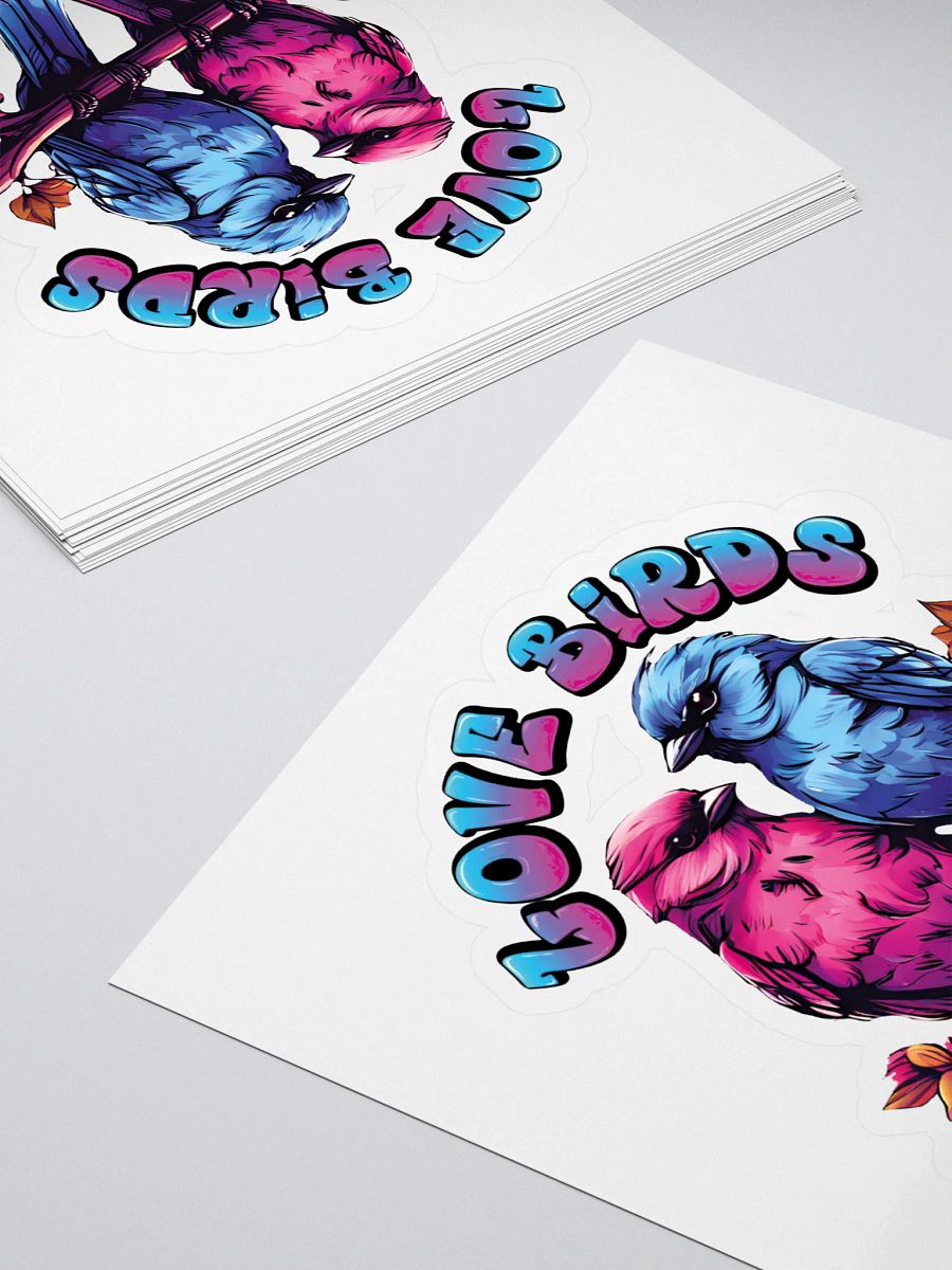 Love Birds Kiss Cut Stickers - Colorful & Elegant Romantic Bird Stickers for Couples product image (4)