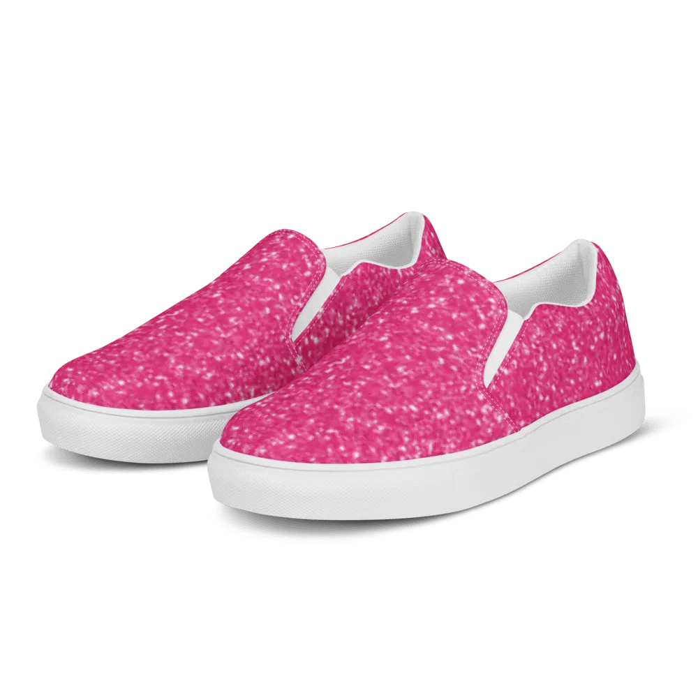 Sparkling Pink Glitter Women's Slip-On Shoes product image (5)