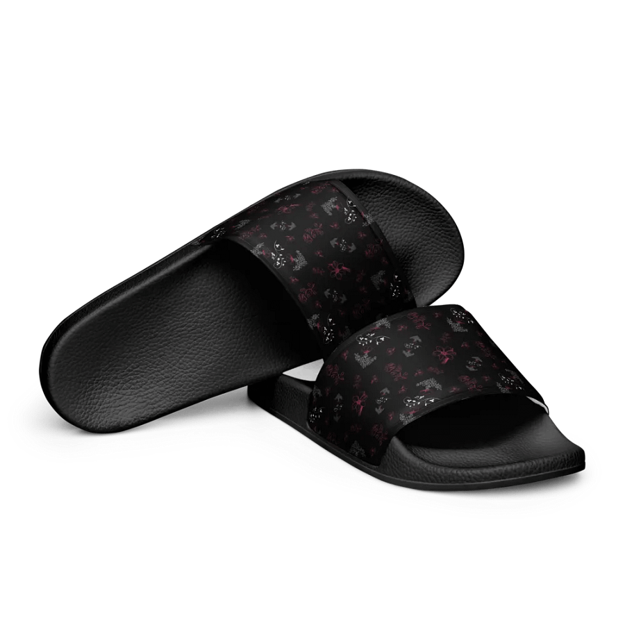 Magenta and White Flowers on Black Women's Slides product image (10)