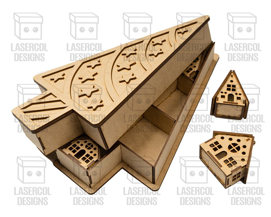Christmas Houses Ornaments Box - Laser Cut Files product image (9)
