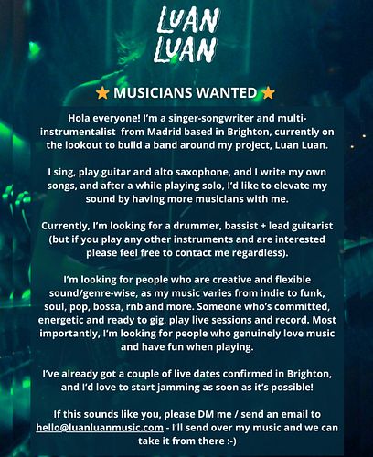 ⭐️ MUSICIANS WANTED ⭐️ like what you hear? HMU and let's jam !

pic by @hannahgilbertart 

#brighton #singersongwriter #indep...