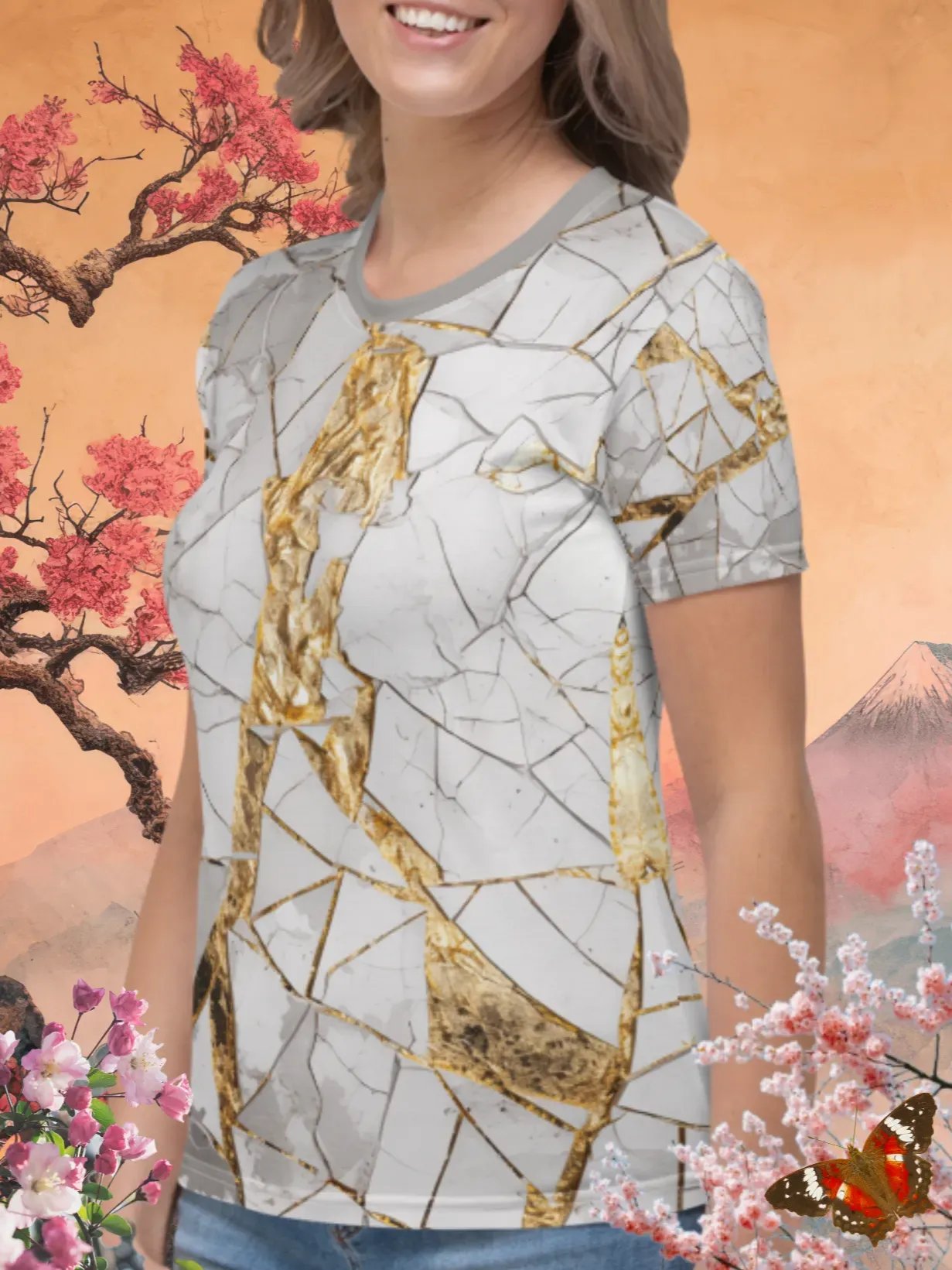 White & Gold Kintsugi T-Shirt product image (2)
