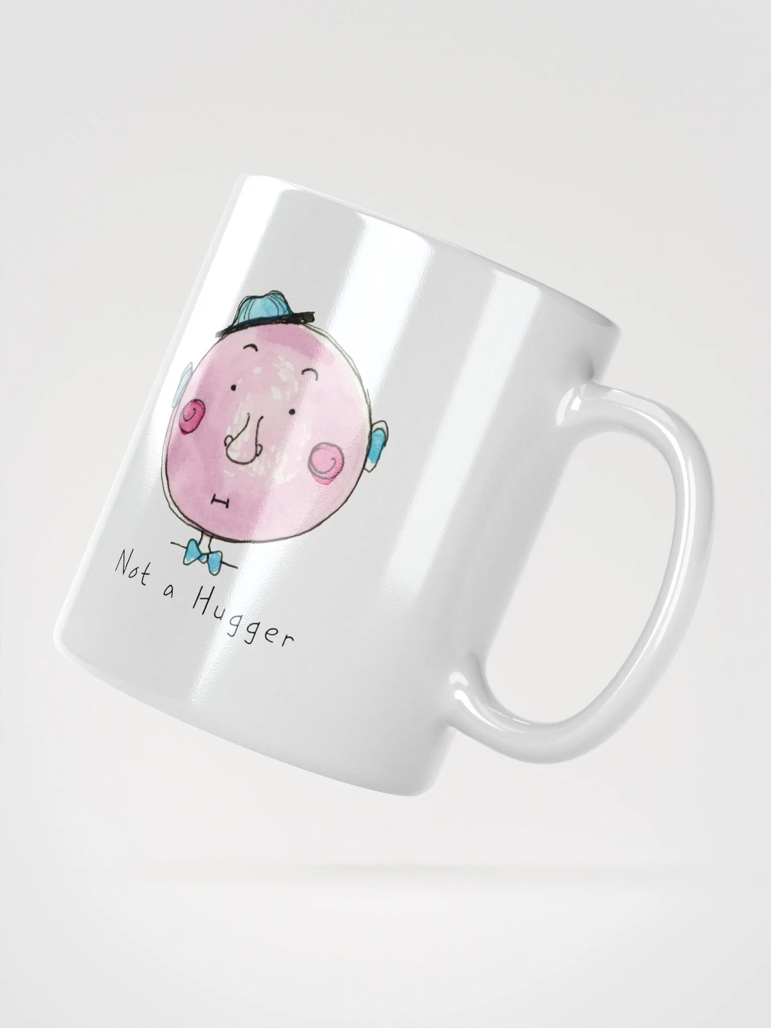 Cheeky Cartoon Faces Not a Hugger White Glossy Mug product image (4)
