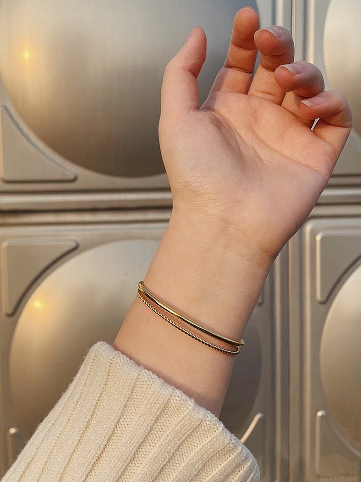 Gold Twist Double Layer Bracelet | 18K Gold Plated product image (2)