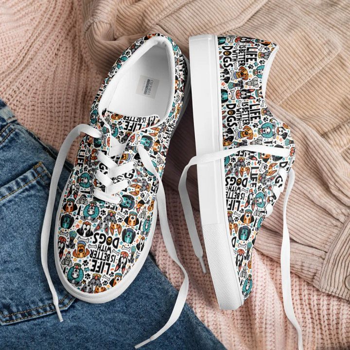 Dog Lover's Statement Lace-Up Shoes _ Calceonova Streetwear _ Life is Better With Dogs Design product image (1)