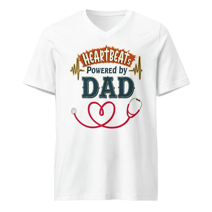 Dad-Powered Heartbeats V-Neck Tee product image (1)
