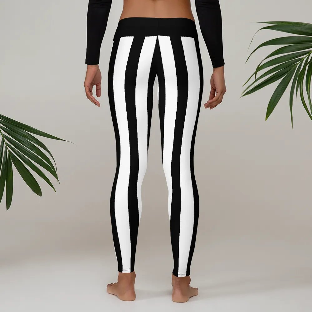 Black and White Stripes/All-Over Print Leggings by Sublicolor product image (3)