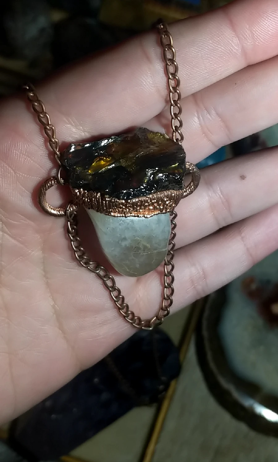 Rutile Quartz & Baltic Amber Amulet product image (5)