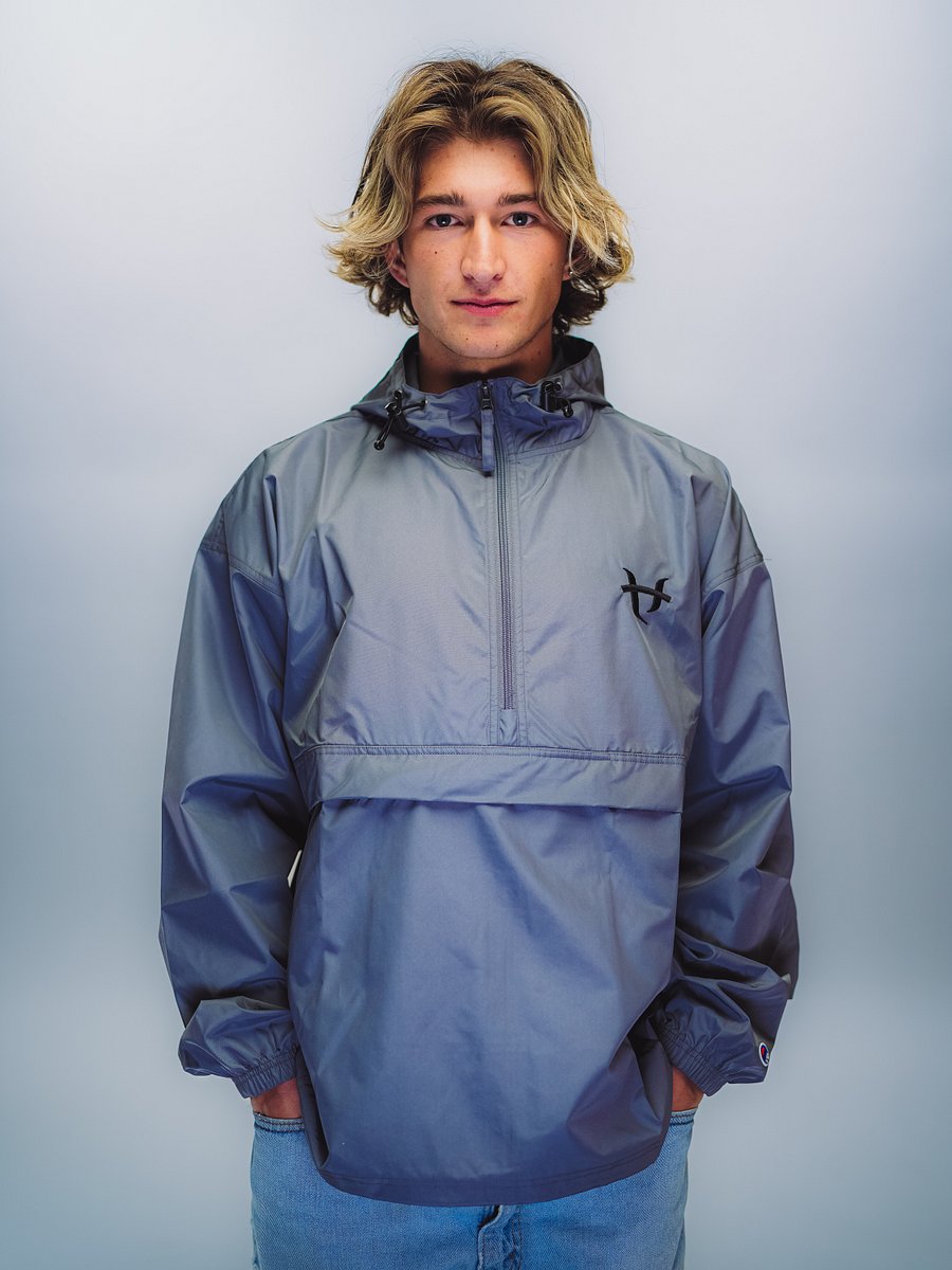 Senpai Embroidered Windbreaker - Grey product image (1)