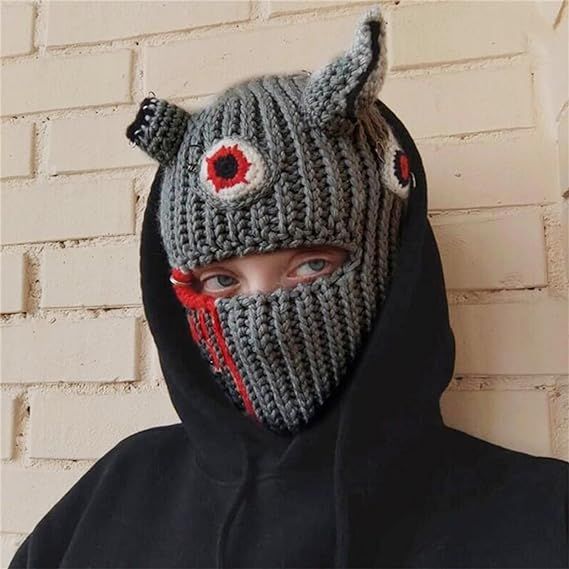 Hole Ski Mask with Horn Knitted Balaclava product image (1)