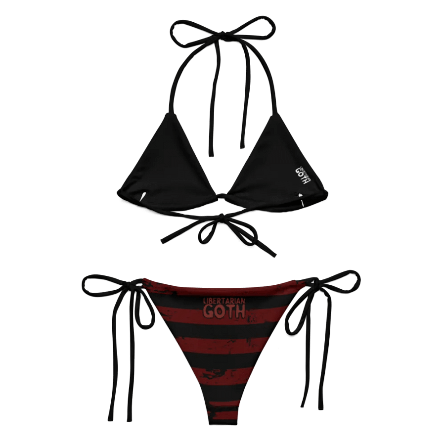 Distressed Red and Black Americana String Bikini product image (4)