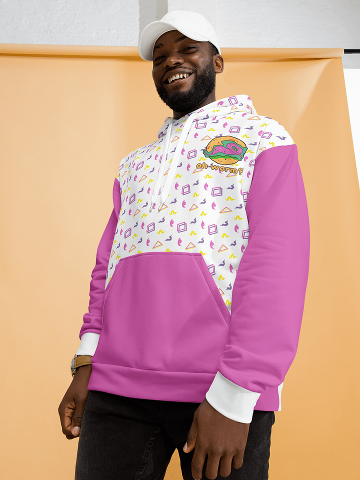 Oh Worm pink & white eco hoodie product image (2)