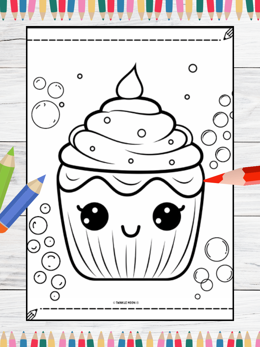 20 Cute Kawaii Food Coloring Pages#5 (PDF Coloring Pages) product image (4)