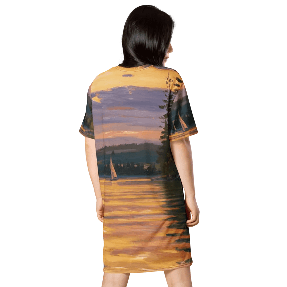 Sunset Lake Sailing, T-shirt Dress product image (4)