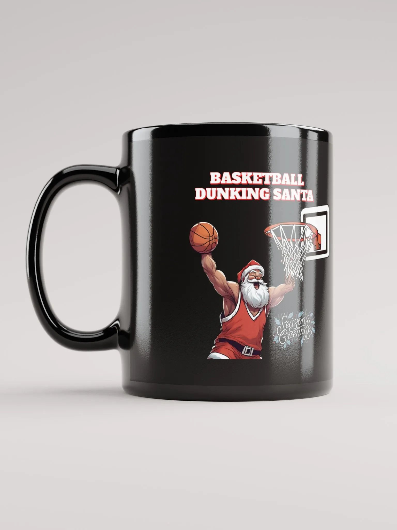 Basketball Dunking Santa Black Mug product image (11)