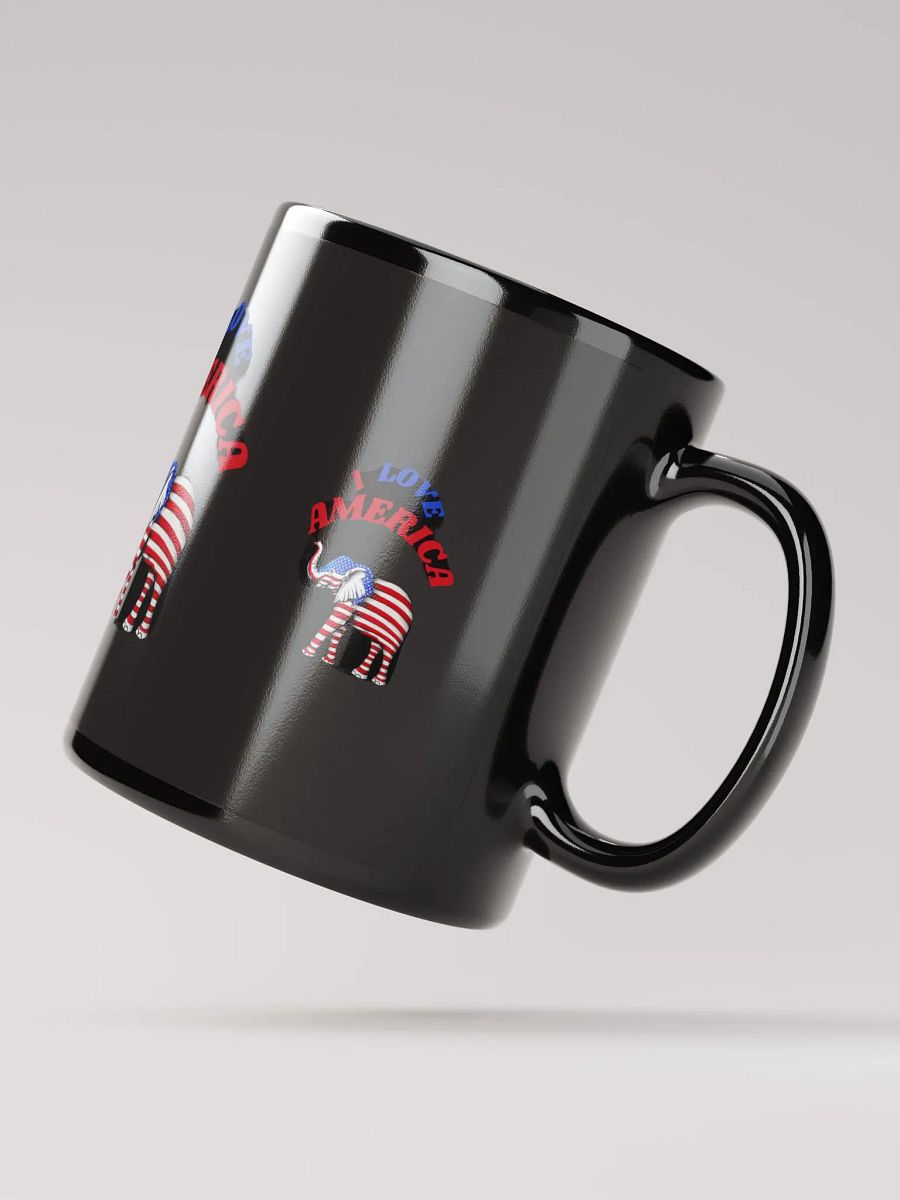 Black glossy mug with a nice design, I LOVE AMERICA. product image (5)