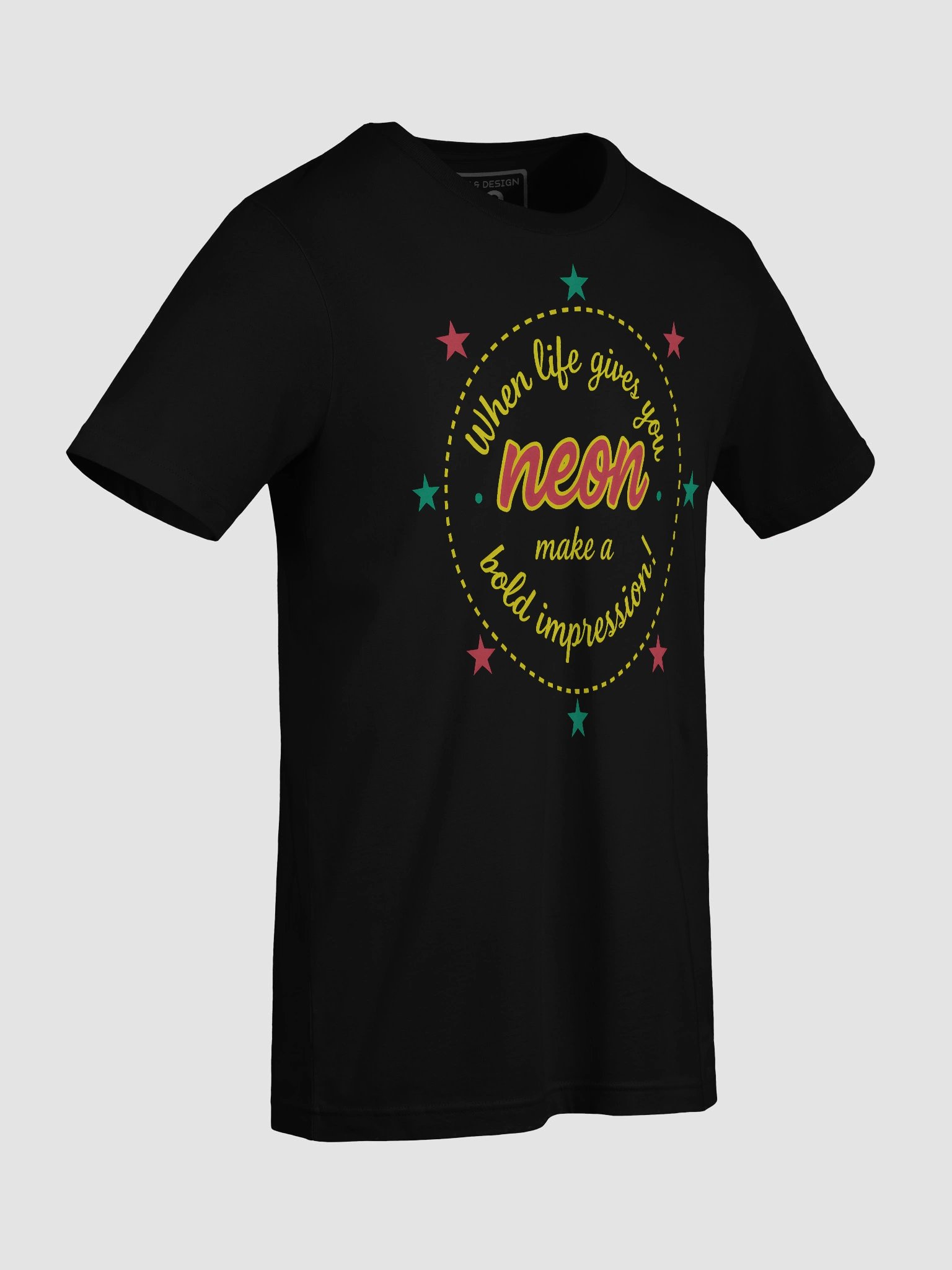 Bold Neon Circle – Motivational Shirt Art with Stars & Cursive Typography product image (89)