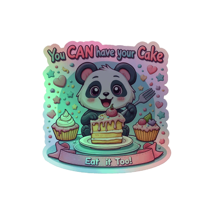 Panda Cake Party Holographic Sticker Sheet product image (2)
