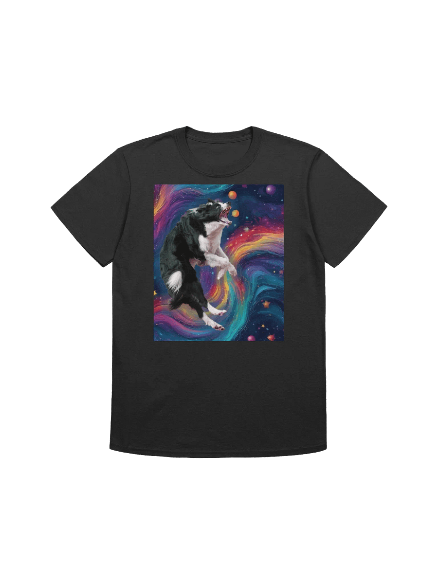 Border Collie Leaps Into Cosmos Cosmic Swirl Impressionist Dog Art T-Shirt product image (1)