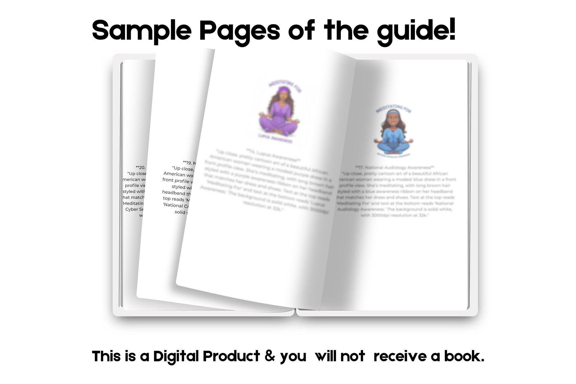 Meditation Awareness Cartoon Art Prompts for Ribbon Causes – Guide for Artists & Creators product image (3)