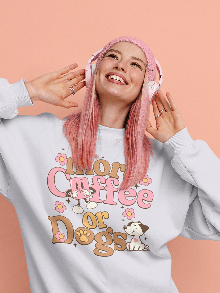 Caffeine & Canines Cartoon Sweatshirt product image (1)