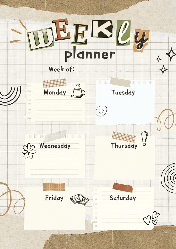 Beige Scrapbooking Style Weekly Planner. product image (1)