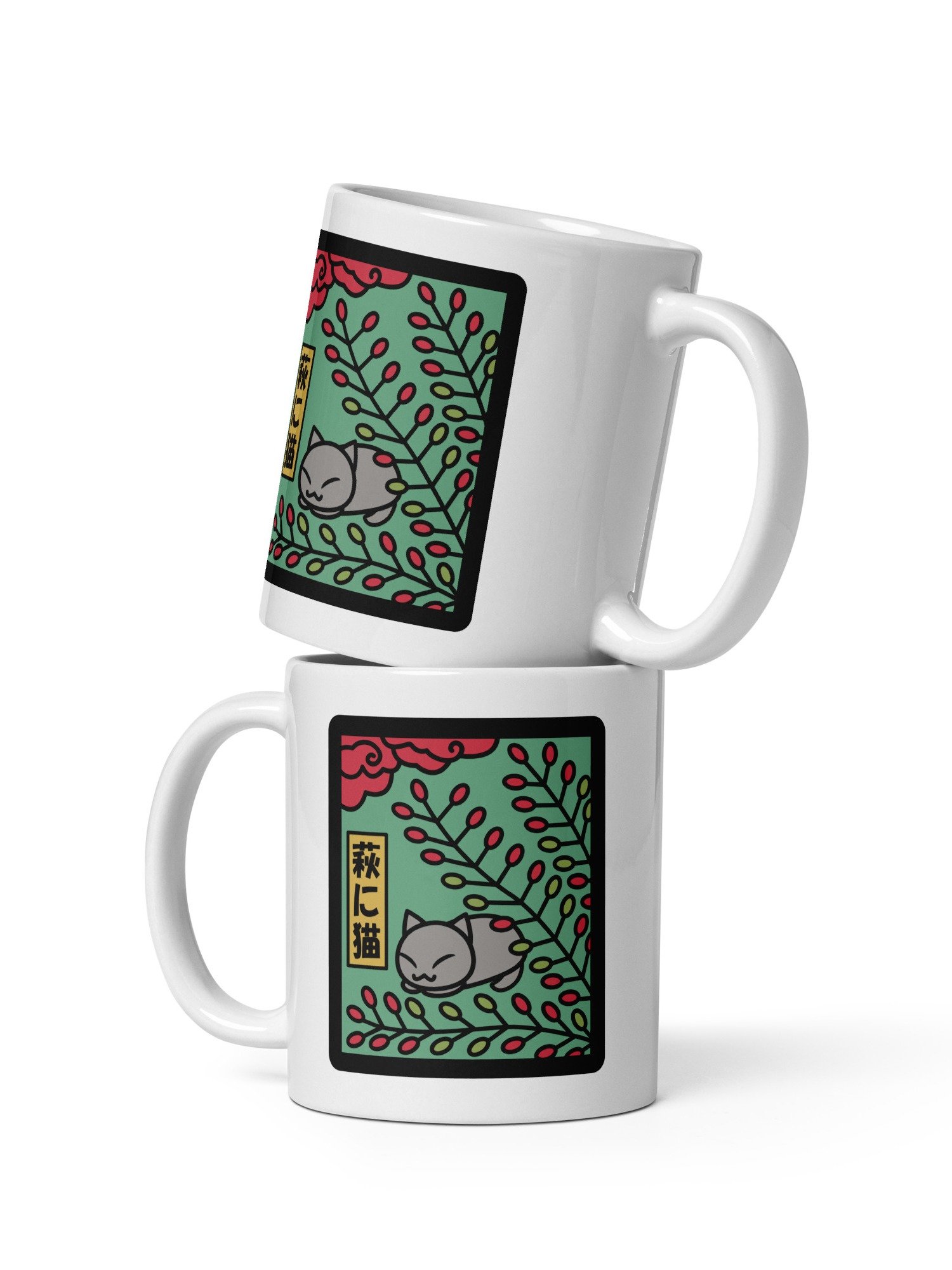July Hanafuda Japanese Playing Card Cat 11 oz Mug product image (3)