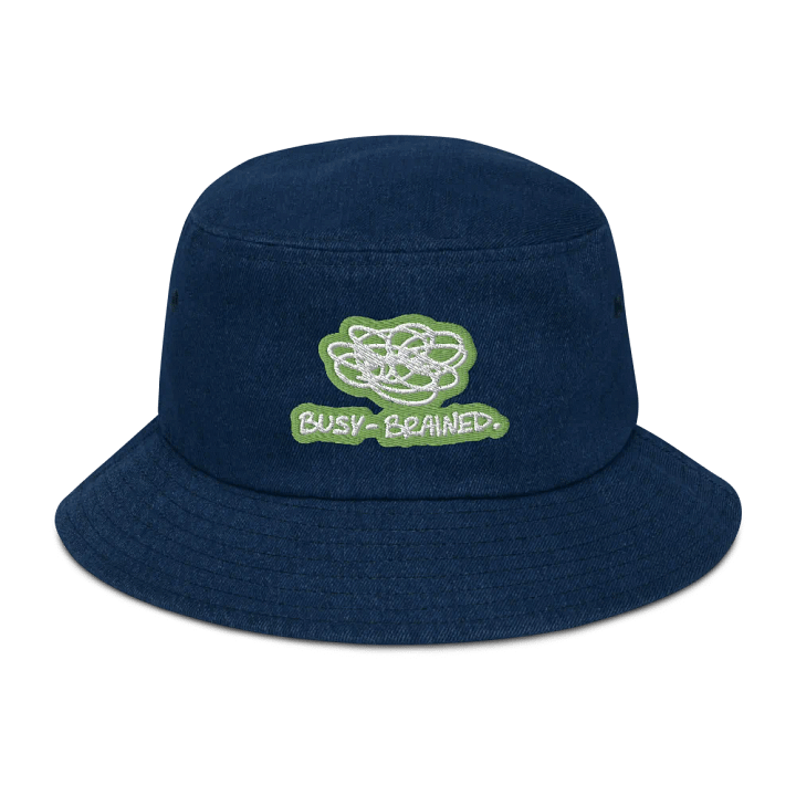 BUSY-BRAINED (light green bubble design 2) denim bucket hat product image (1)