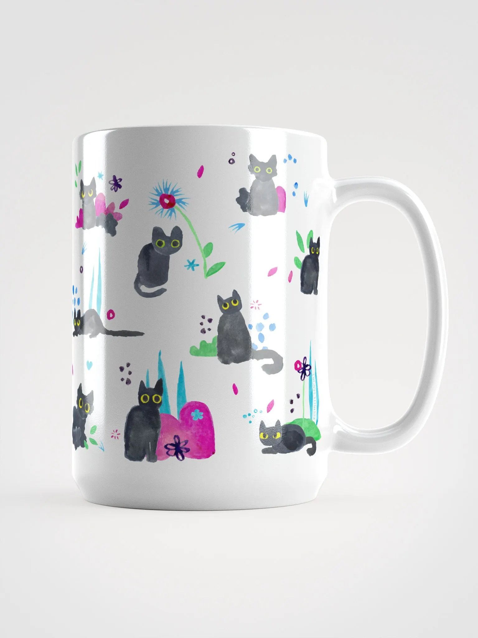 Derpy Floral Cat Fam Mug 15 oz product image (2)