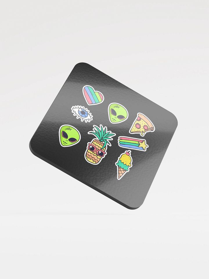 "Martians Take Belfast!" Roswell Aliens Black Cork Coaster product image (1)