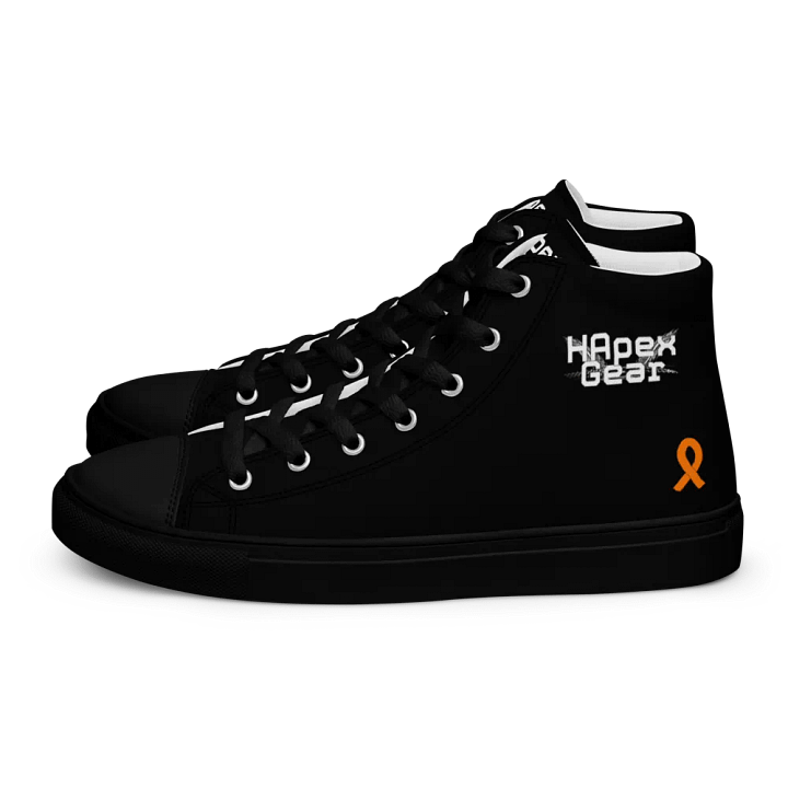 White HApex Gear White Logo Cancer Awareness Orange Ribbon. Black Women's High Top Canvas Shoes product image (1)