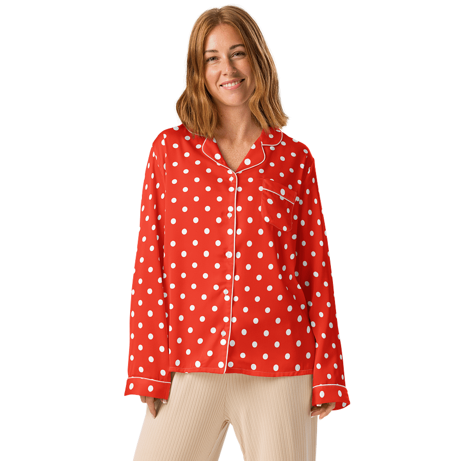 Minimalist Interest Polka Dot Women's Long Sleeve Pajama Top product image (1)