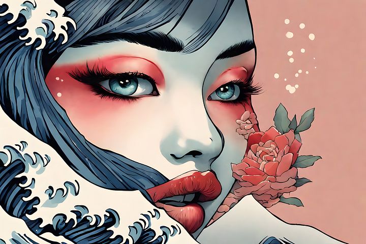 Japanese Ukiyo-e and the Great Wave off Kanagawa: The Exquisite Wave: Ukiyo-e Inspired Faces product image (1)
