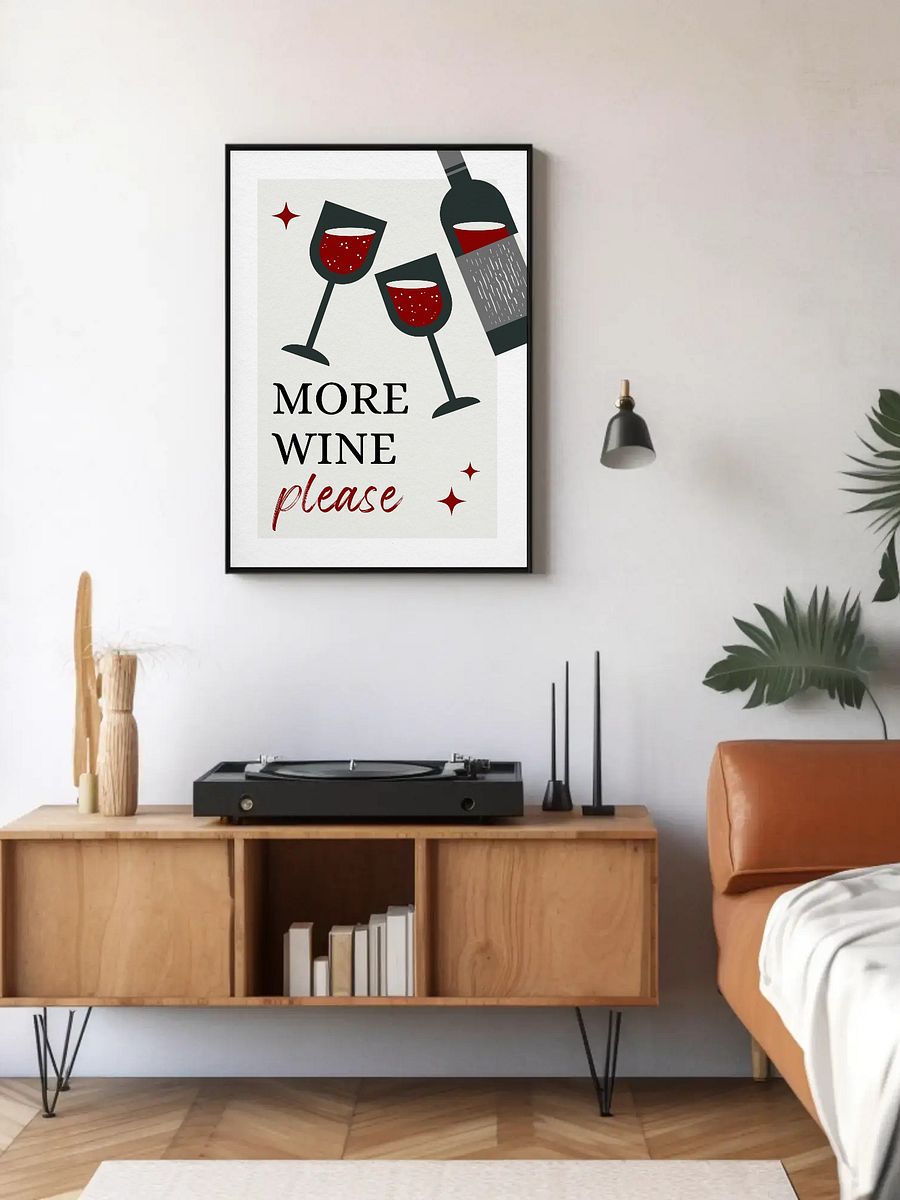 More Wine Please Wall Art - Modern Wine Lover Print, Fun Kitchen or Home Bar Decor, Red Wine Art Poster, Entertaining Drink Sign product image (5)