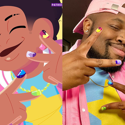 How did I do on my first cosplay? 🥺👉🏾👈🏾

Art by: @shamarttm 

#cosplay #stevenuniverse #cosplayer #nailsdesign #nails #nailsa...