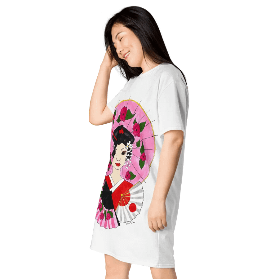 Japanese Geisha (art by Dina R.) acrylic painting picture - T-Shirt Dress product image (3)