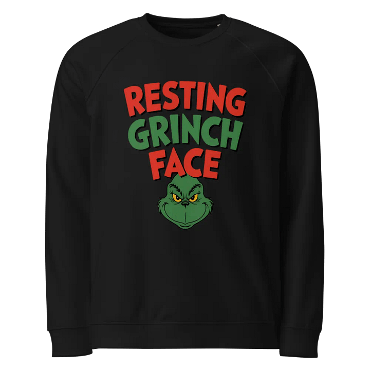Resting Grinch Face Organic Raglan Sweatshirt product image (1)