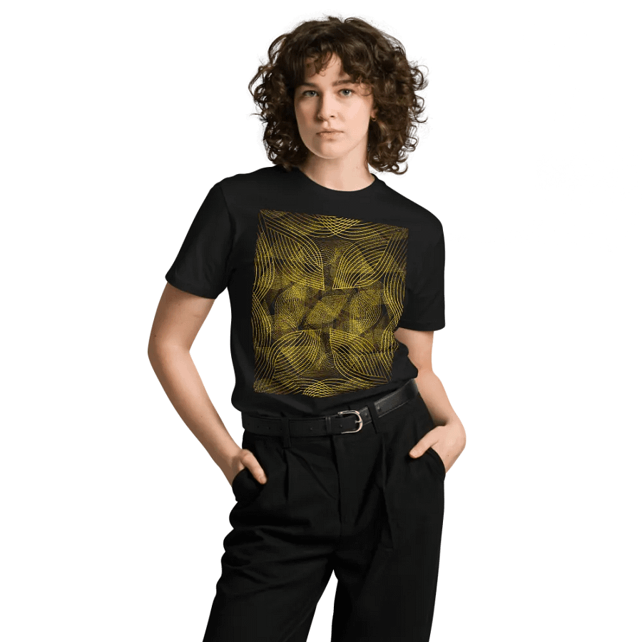 T-Shirt with golden lines and leaf design product image (8)