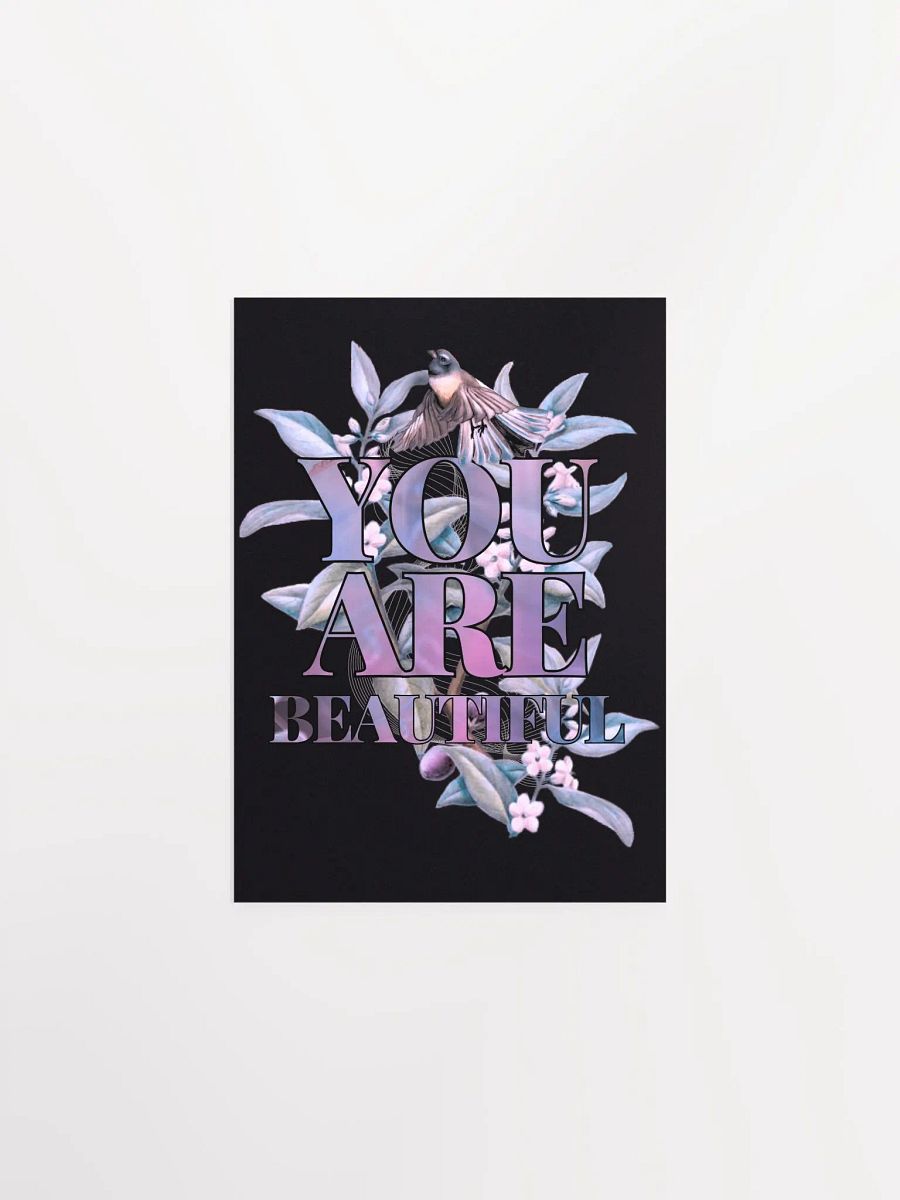 You are Beautiful - Piwakawaka and Ngaio Wall Print on Black product image (2)