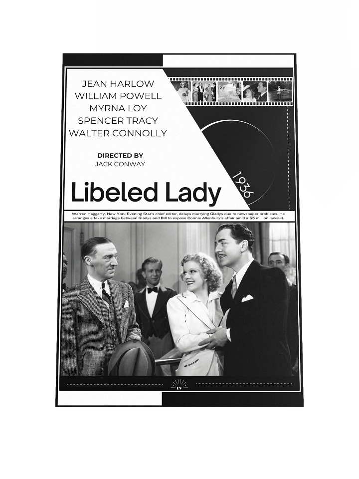 Libeled Lady with Myrna Loy, Jean Harlow, Spencer Tracy and William Powell 1936 | Movie Poster | 12x18 Wall Art product image (1)