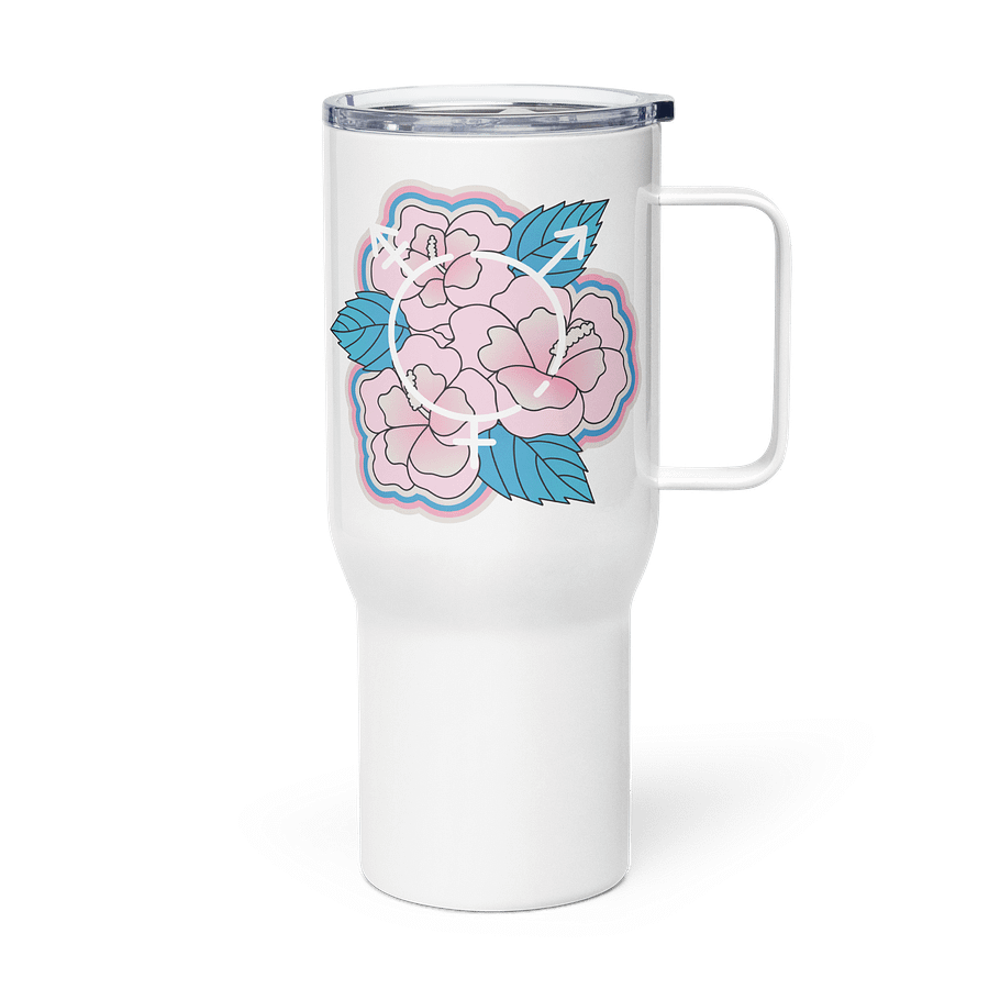 LGBTQIAP2S+ 2025, Trans Flower with Symbol, Travel Mug product image (4)